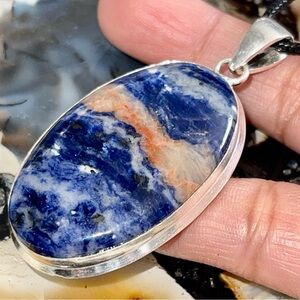 Beautiful Navy Sodalite Pendant 2 1/4”